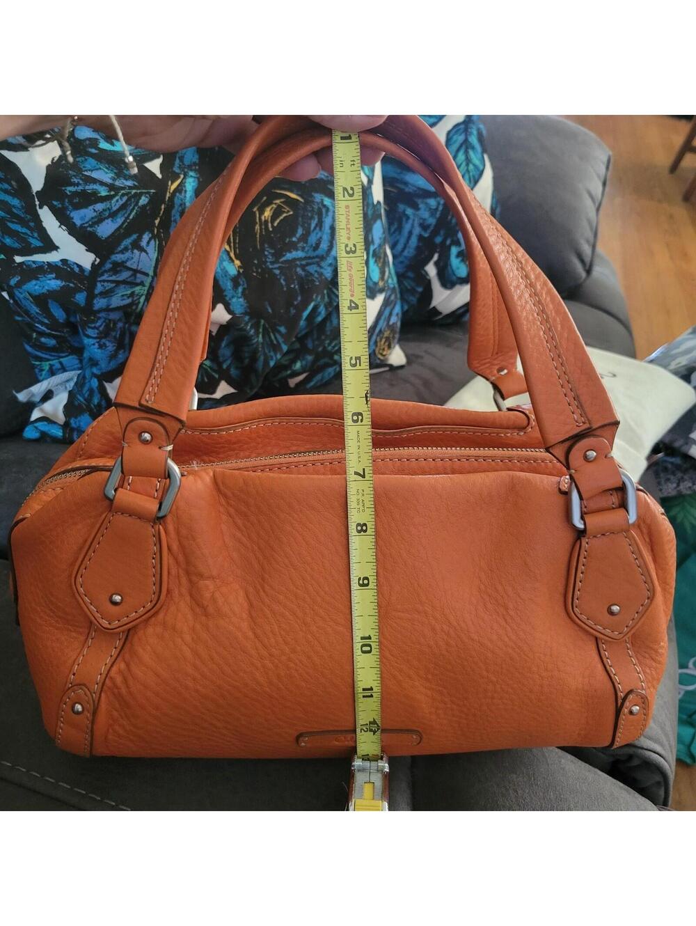Cole Haan Village Leather Shoulder Bag Purse Orange with dust cover Pebble Soft - Picture 6 of 15
